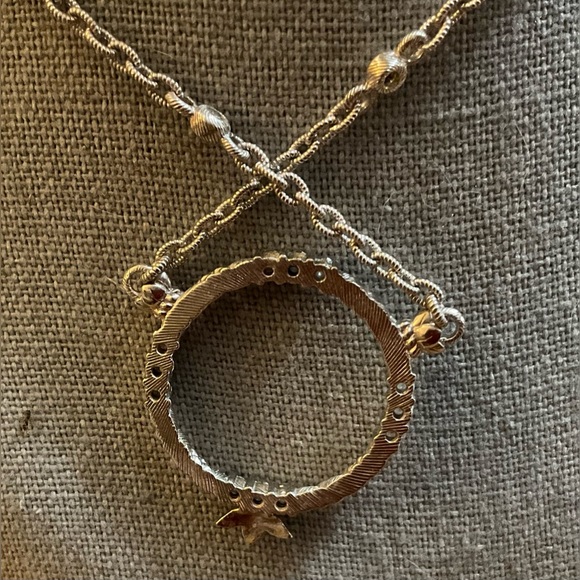 Judith Ripka: Sterling silver earrings n circle charm attached to 20”chain set. - Picture 4 of 13